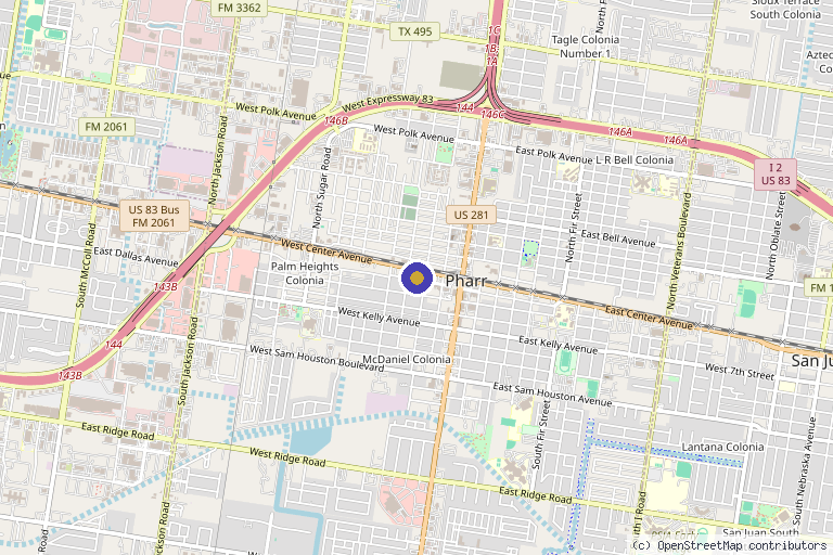 Map showing the location of Magic Valley Medical Care Clinic and MedSpa in Pharr, TX