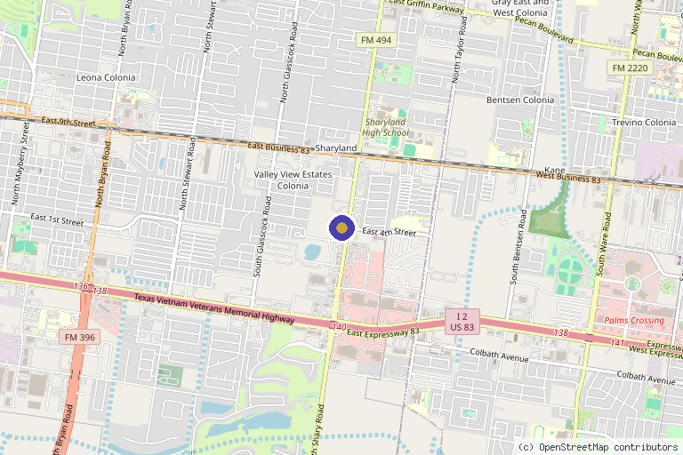 Map showing the location of Esthetique Beauty Med Spa & Wellness in Mission, TX