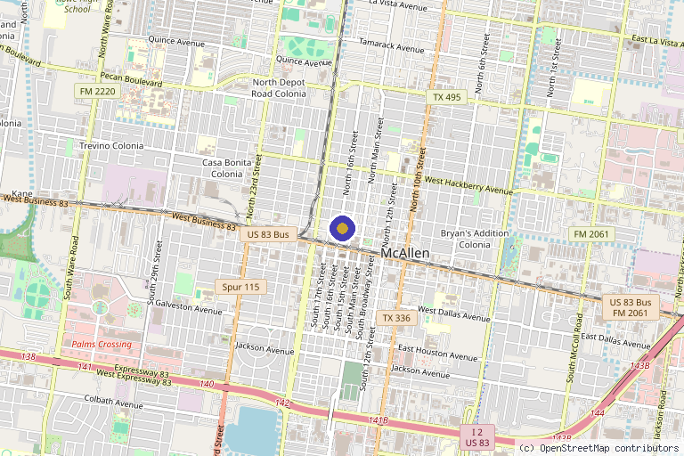 Map showing the location of Lavish Looks Med Spa in McAllen, TX