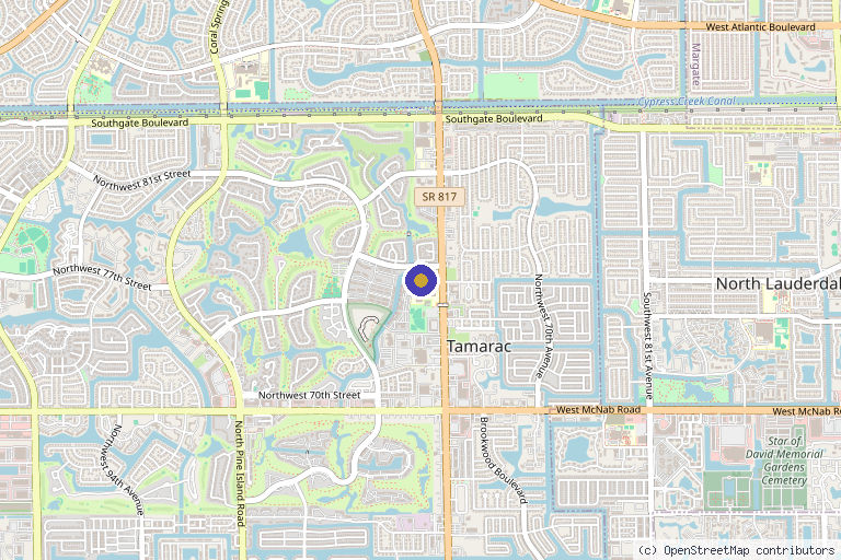 Map showing the location of Kasura Medspa in Tamarac, FL