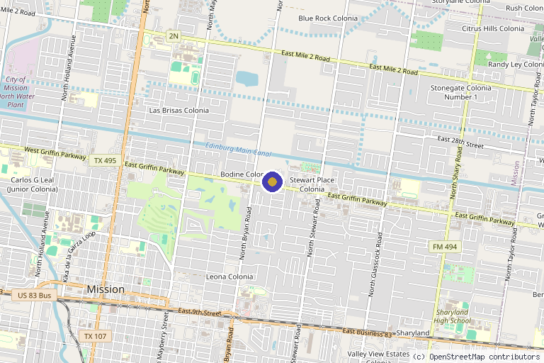 Map showing the location of Wellness By Claire in Mission, TX