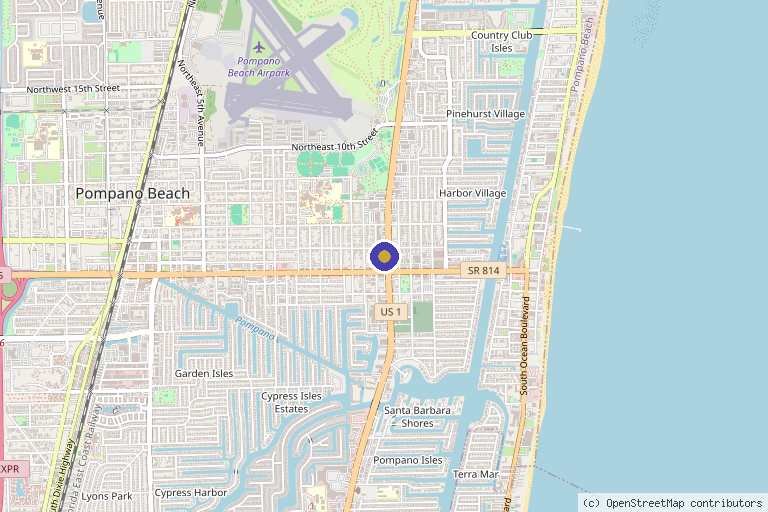 Map showing the location of Icon Aesthetics & Wellness in Pompano Beach, FL