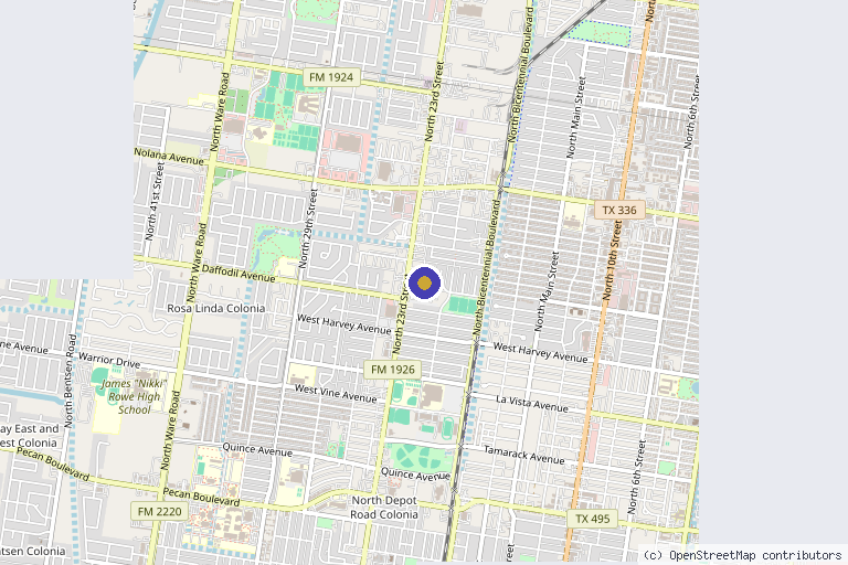 Map showing the location of Elite Functional Health in McAllen, TX