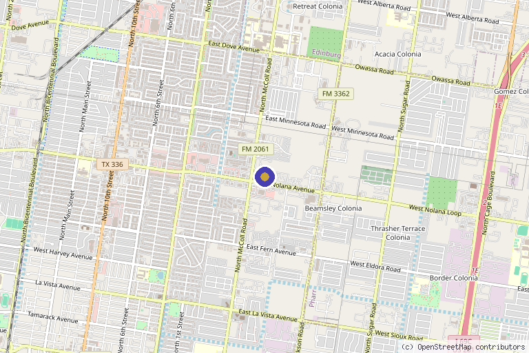 Map showing the location of Uptown Medical Wellness & Anti-Aging Center in McAllen, TX