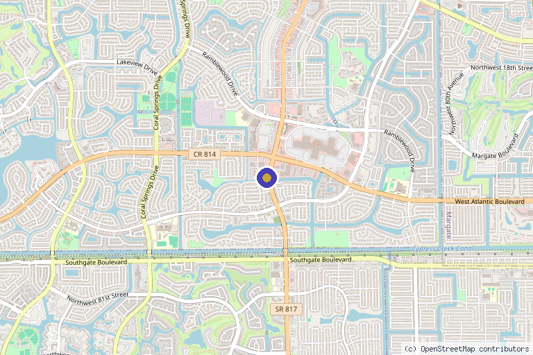 Map showing the location of Corrective Skin Center in Coral Springs, FL