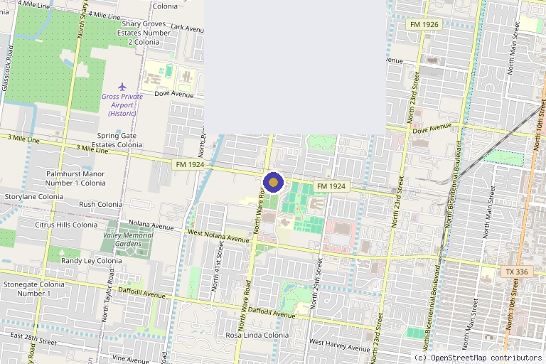 Map showing the location of IV Therapy & Weight Loss Center in McAllen, TX