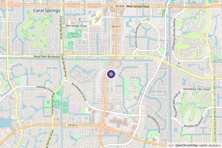 Map showing the location of Zen Luxe Medspa & IV Lounge in Coral Springs, FL