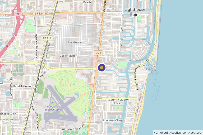 Map showing the location of The Sandbar Beauty Company in Pompano Beach, FL