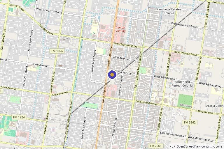 Map showing the location of Dr. Marte A. Martinez Advanced Spine Pain Solutions - Edinburg in McAllen, TX