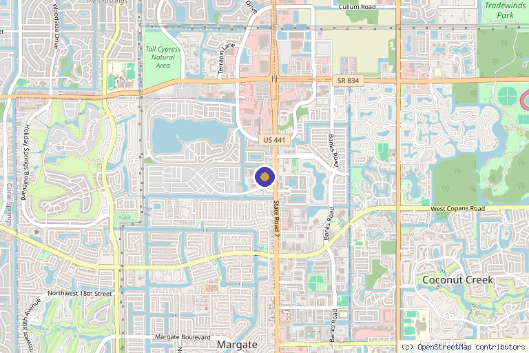 Map showing the location of IntegraMed Orthopedics, Spine & Wellness - Margate in Margate, FL