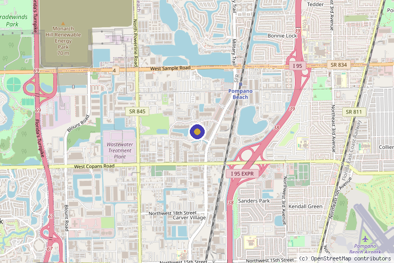 Map showing the location of Age Well Dr (Affordable Testosterone, Suboxone, Ketamine, Semaglutide, Tirzepatide, Lab Work, Stem Cells, PRP) in Pompano Beach, FL