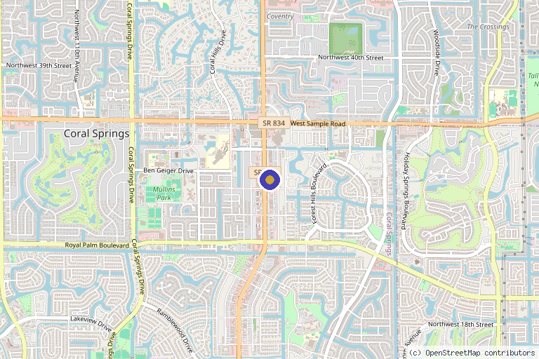 Map showing the location of Beauty Health MedSpa in Coral Springs, FL
