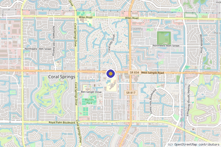 Map showing the location of Neuro Wellness TMS Centers Of America in Coral Springs, FL