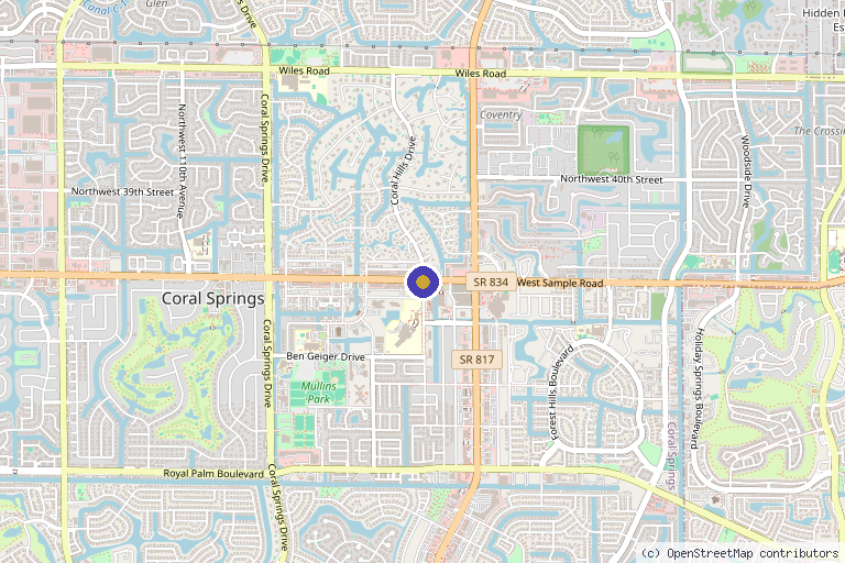 Map showing the location of NexGenEsis Stem Cell – Coral Springs in Coral Springs, FL