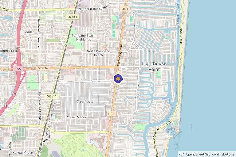 Map showing the location of Rebuild Regen Medical Clinic in Lighthouse Point, FL