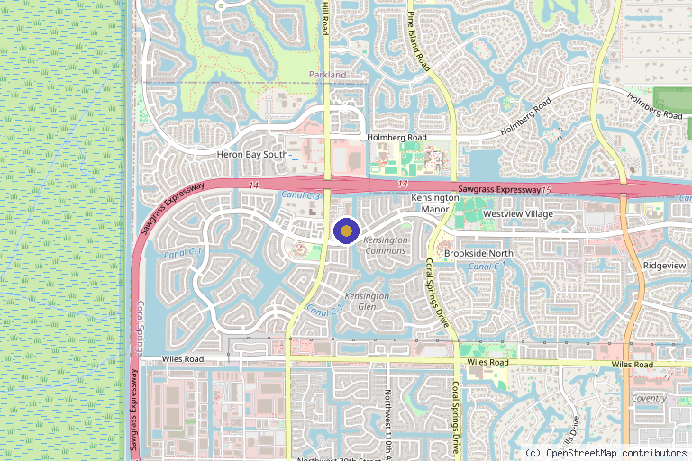 Map showing the location of NutriFlo Medspa and IV Lounge in Coral Springs, FL