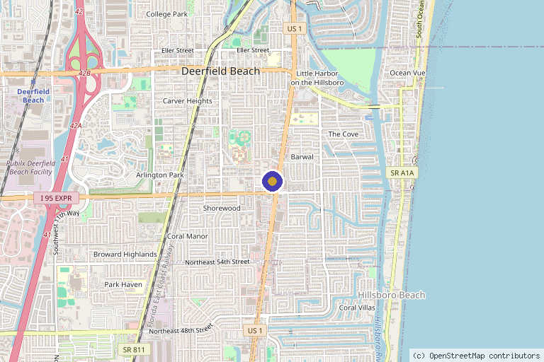 Map showing the location of Forever Essential Med Spa in Deerfield Beach, FL
