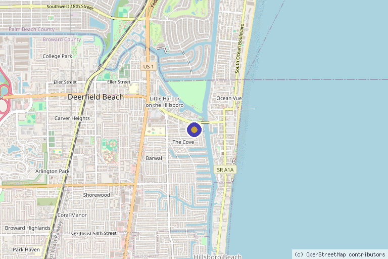 Map showing the location of Five Elements Medical Spa & Wellness Center in Deerfield Beach in Deerfield Beach, FL