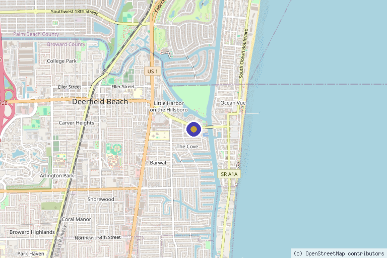 Map showing the location of IV Splash in Deerfield Beach, FL