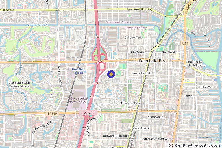Map showing the location of Spine & Orthopedic Center - Deerfield Beach in Deerfield Beach, FL