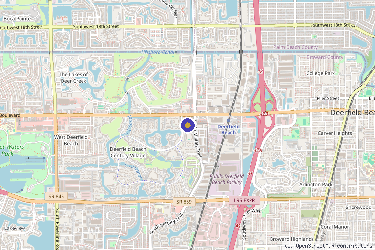 Map showing the location of Iconic Health & Hyperbarics in Deerfield Beach, FL