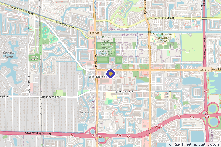 Map showing the location of Aesthetics Care Medspa in Coconut Creek, FL