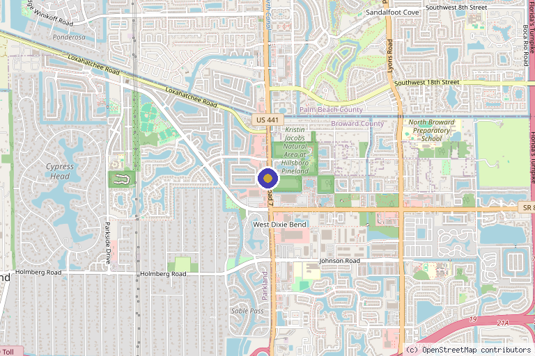 Map showing the location of Pure Elements Medical Spa LLC in Parkland, FL