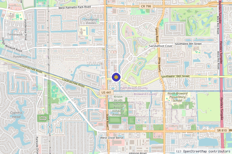 Map showing the location of Anti Aging Center of Boca in Boca Raton, FL