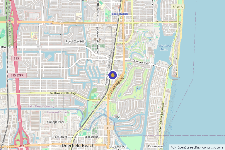 Map showing the location of Bauman Medical in Boca Raton, FL