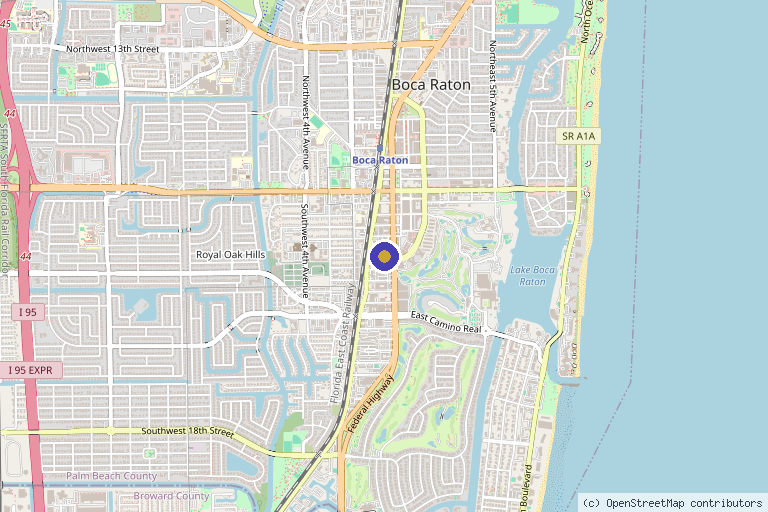 Map showing the location of 5th & Wellness in Boca Raton, FL
