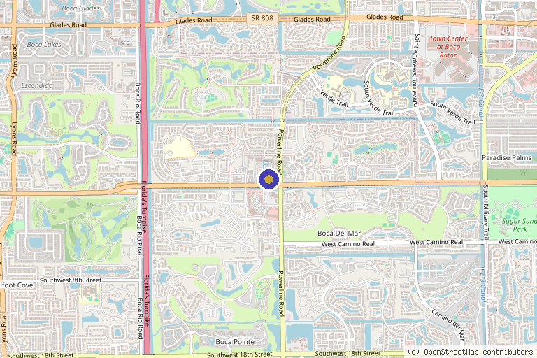 Map showing the location of LifeBoost Medical Spa in Boca Raton, FL