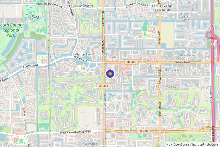 Map showing the location of InjectRX Wellness in Boca Raton, FL