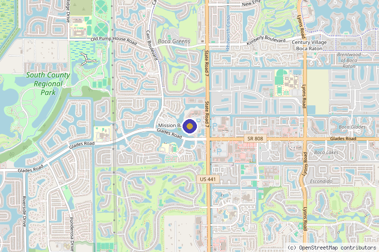 Map showing the location of AlluraMD Aesthetics + Wellness | Boca Raton (formerly The Box Med Spa) in Boca Raton, FL
