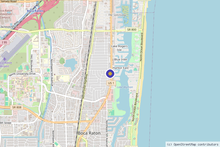 Map showing the location of Evolution Rejuvenation in Boca Raton, FL