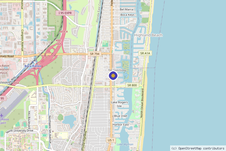 Map showing the location of Cosmetica in Boca Raton, FL