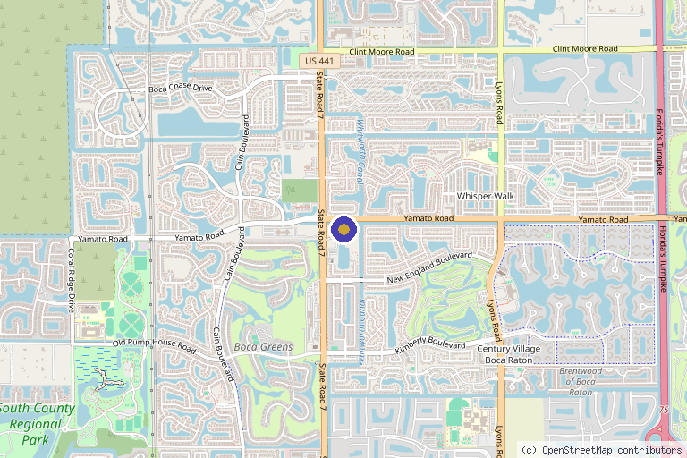 Map showing the location of Vytara Wellness in Boca Raton, FL