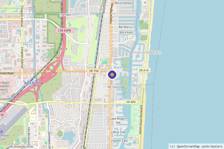 Map showing the location of Sanctuary Medical Center in Boca Raton, FL