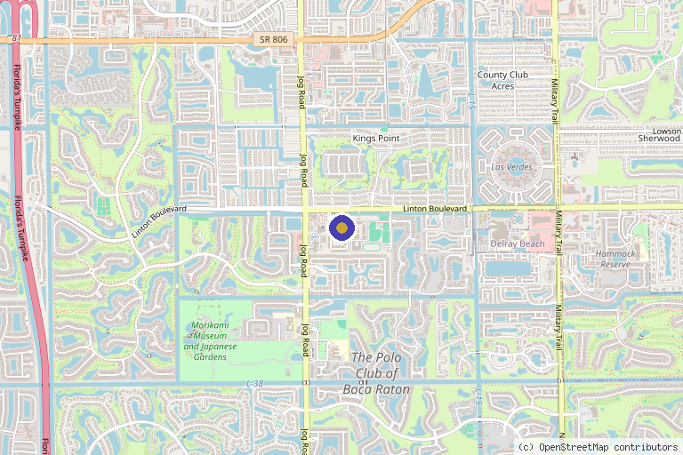 Map showing the location of Tyrance Orthopedics & Sports Medicine in Delray Beach, FL