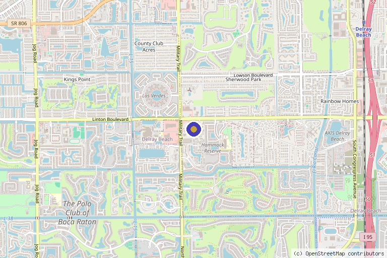 Map showing the location of Spine and Wellness Centers of America Delray Beach in Delray Beach, FL