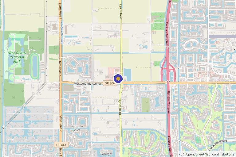 Map showing the location of NSO Lab Wellness Center in Delray Beach, FL