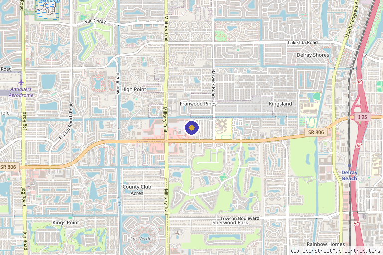 Map showing the location of HBOT Florida in Delray Beach, FL