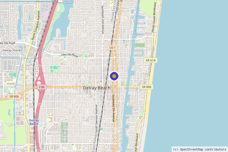 Map showing the location of Mizner Stem Institute in Delray Beach, FL