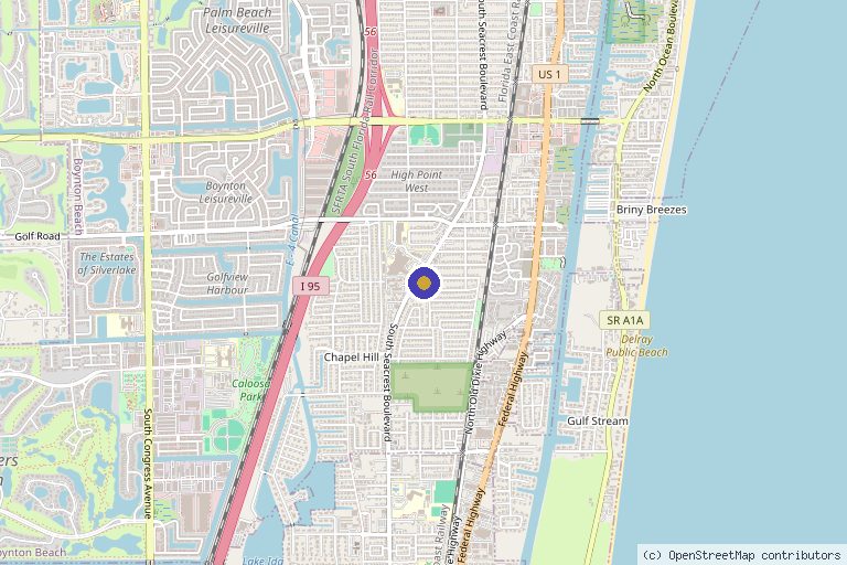 Map showing the location of TOCC Aesthetics in Boynton Beach, FL