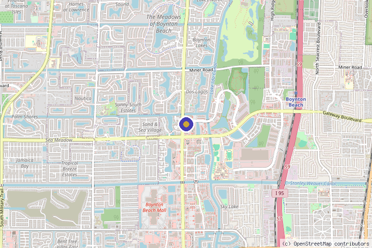 Map showing the location of Auravie Med Spa in Boynton Beach, FL