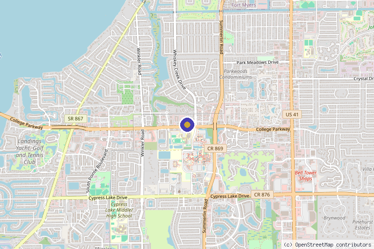Map showing the location of Alternative Medicine and Aesthetics in Fort Myers, FL