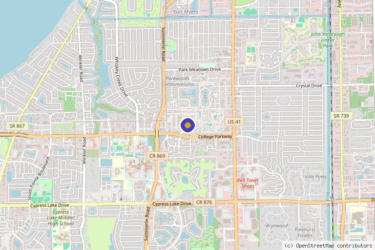 Map showing the location of Premiere Aesthetics in Fort Myers, FL