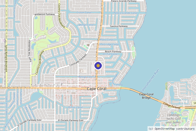 Map showing the location of Aqua medspa and wellness in Cape Coral, FL