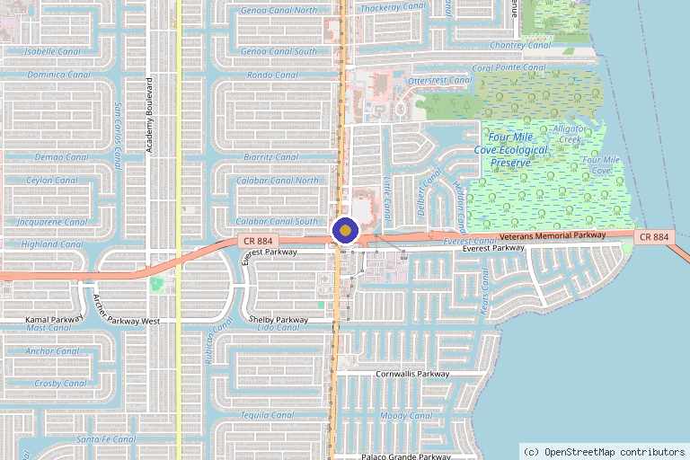 Map showing the location of Hourglass Restorative Medicine & Aesthetics in Cape Coral, FL