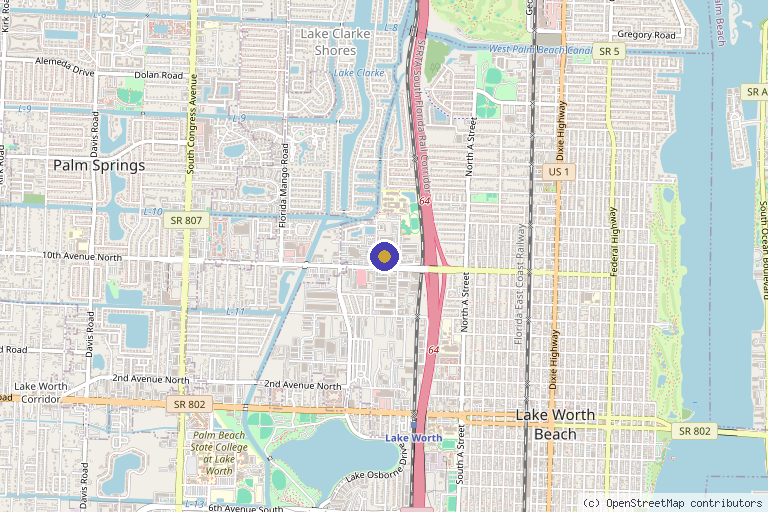Map showing the location of South Florida Stem Cells and Regenerative Medicine, LLC in Lake Worth Beach, FL