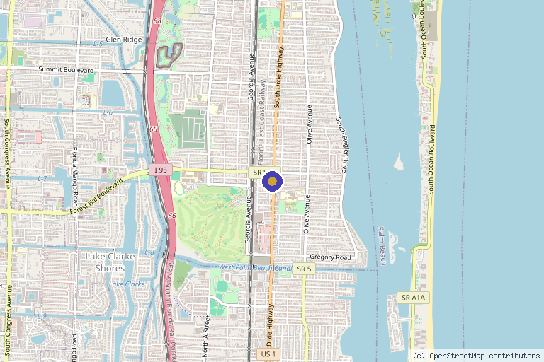 Map showing the location of Beverly Hills Wellness Center & Med Spa in West Palm Beach, FL